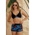 Şortlu Bikini Takımı Toparlayıcı Siyah Turuncu Detaylı