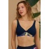 Şortlu Bikini Takımı Toparlayıcı Lacivert Çiçek Desenli