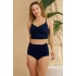 Bikini Takımı Yüksek Bel Toparlayıcı Önü Büzgülü Lacivert