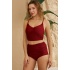 Bikini Takımı Yüksek Bel Toparlayıcı Önü Büzgülü Vişne