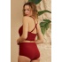 Bikini Takımı Yüksek Bel Toparlayıcı Önü Büzgülü Vişne
