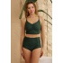 Bikini Takımı Yüksek Bel Toparlayıcı Önü Büzgülü Haki