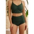 Bikini Takımı Yüksek Bel Toparlayıcı Önü Büzgülü Haki