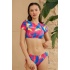 Genç Bikini Takımı Badyli Siyah Batik Desen Yarım Kol