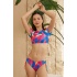 Genç Bikini Takımı Badyli Siyah Batik Desen Yarım Kol