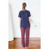 Estiva 25160 Kadın Marla Ekoseli Kısa Kol Pijama Takımı