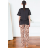 Estiva 25161 Kadın Marla Leoparlı Kısa Kol Pijama Takımı