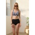 Bikini Takımı Kruvaze Toparlayıcı Siyah Orkide Desen