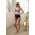 Bikini Takımı Kruvaze Toparlayıcı Siyah Orkide Desen
