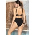 Bikini Takımı Kruvaze Üst Simli Görünüm Siyah