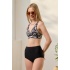 Bikini Takımı Kruvaze Toparlayıcı Siyah Çizgi Desen