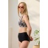 Bikini Takımı Kruvaze Toparlayıcı Siyah Çizgi Desen