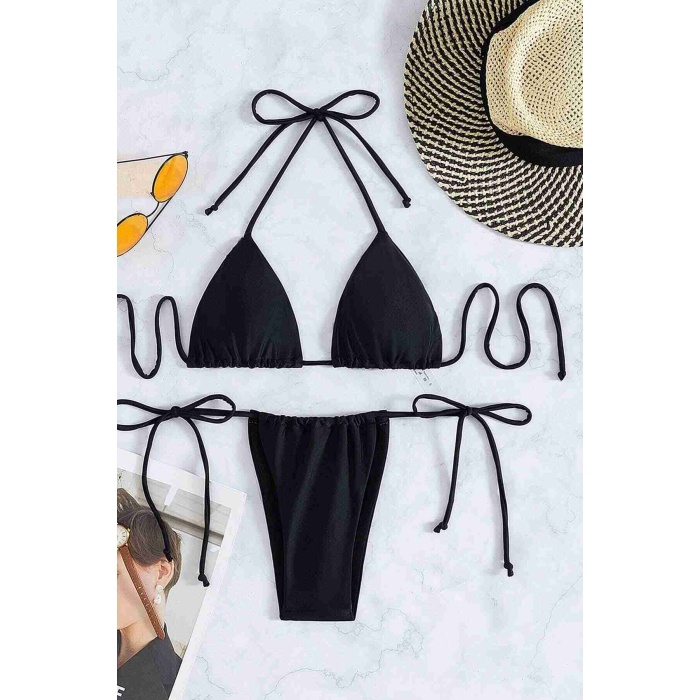 Angelsin Brezilya Model Bağlamalı Bikini Altı Siyah