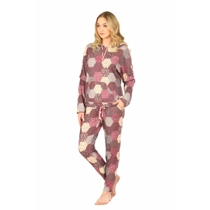 Jiber 3910 Desenli Bayan Uzun Kol Pijama Takımı