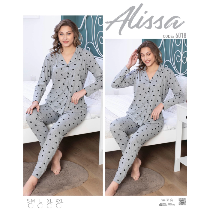 Alissa 6018 Kadın Uzun Kol Pijama Takımı