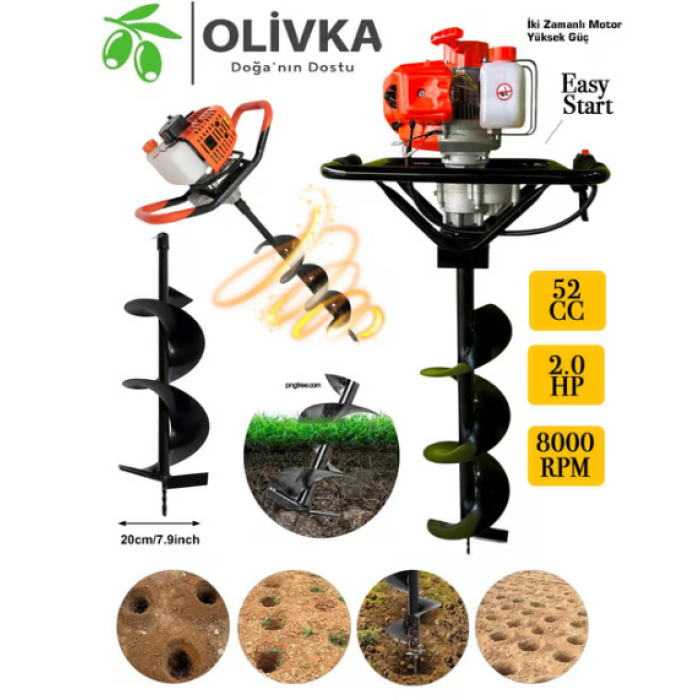 Olivka DT002 Benzinli Toprak Burgu Makinesi 2T