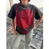 Bisiklet Yaka Yıkamalı Baskılı T-Shirt - Antrasit