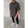 Yakalı Patlı Kısa Kol T-shirt - Antrasit