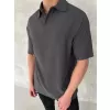 Yakalı Patlı Kısa Kol T-shirt - Antrasit