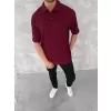 Yakalı Patlı Kısa Kol T-shirt - Bordo