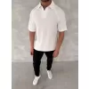 Yakalı Patlı Kısa Kol T-shirt - Beyaz