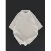 Yakalı Patlı Kısa Kol T-shirt - Beyaz