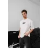 Erkek Baskılı Oversize T-shirt - Beyaz
