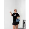 Kısa Kol Baskılı T-shirt - Siyah