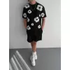 Ön ve Arka Baskılı Oversize Bisiklet Yaka T-shirt- Siyah