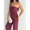Asimetrik Crop Pantalon ikili Takım - Gül Kurusu