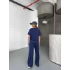 Osy Modal Yumuşak Dokulu Kumaş Kısa Kollu Bluz Rahat Pantalon ikili Takım- Lacivert