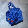 Unisex 2 İplik Bape Kapüşonu Fermuarlı Hırka - Mavi