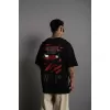 Erkek Sırt Baskılı A Kalite Oversize T-shirt - Siyah