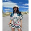 Kadın Dijital Baskılı Tshirt - Mavi