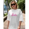 Kadın Baskılı Oversize T-shirt - Beyaz