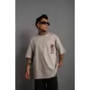 Erkek Sırt Baskılı A Kalite Oversize T-shirt - Gri