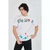 Erkek Baskılı Penye T-Shirt - Beyaz