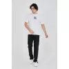 Erkek Bisiklet Yakalı Baskılı T-Shirt - Beyaz