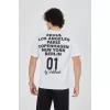 Erkek Bisiklet Yakalı Baskılı T-Shirt - Beyaz