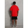 Unisex Oversize Düz Bisiklet Yaka T-Shirt - Kırmızı