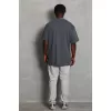 Unisex Oversize Düz Bisiklet Yaka T-Shirt - Füme