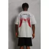 Unisex Oversize Baskılı Bisiklet Yaka T-Shirt - Gri