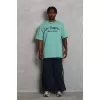 Unisex Oversize Baskılı Bisiklet Yaka T-Shirt - Mint Yeşili