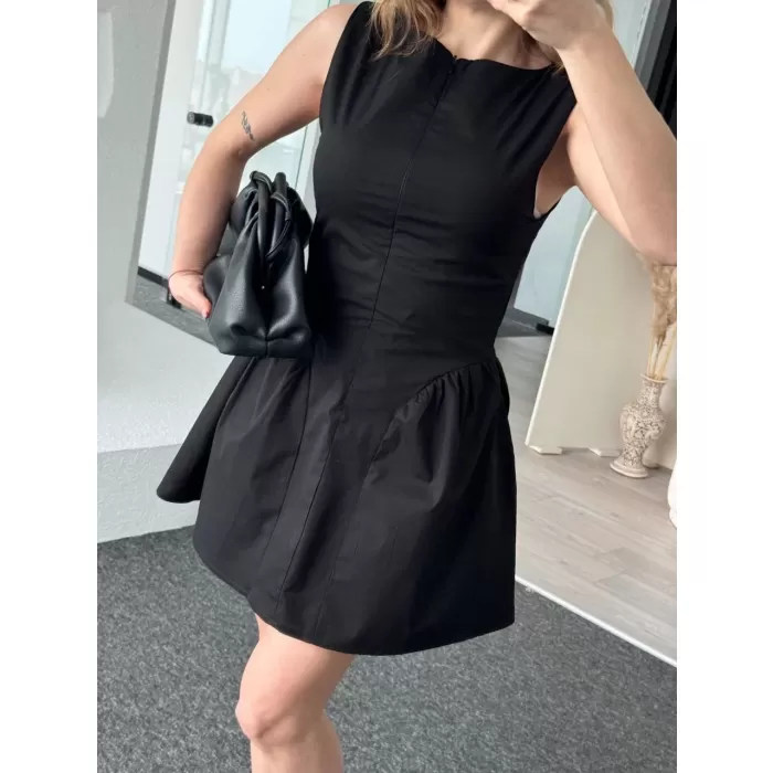 Fermuar detaylı Mini Elbise - Siyah