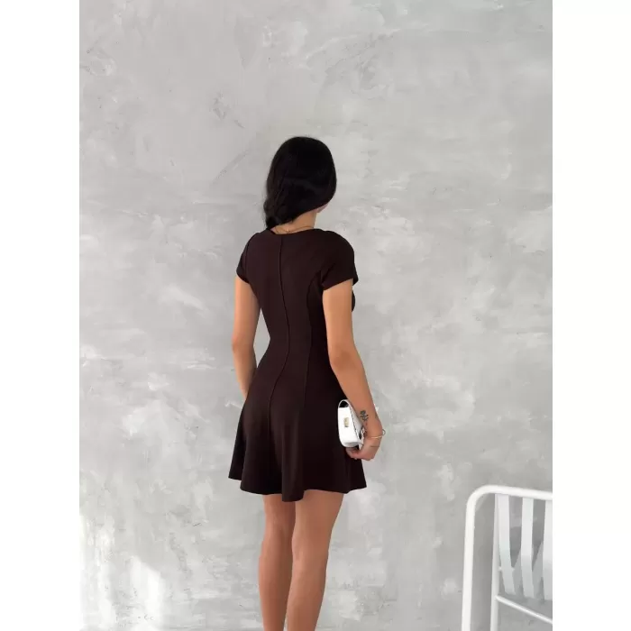 kısa kollu Mini Elbise - Füme