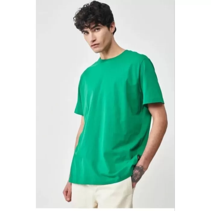 Erkek 24/1 Düz A Kalite Oversize T-shirt - Yeşil