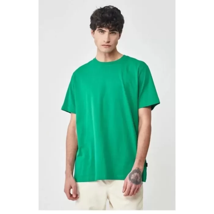 Erkek 24/1 Düz A Kalite Oversize T-shirt - Yeşil