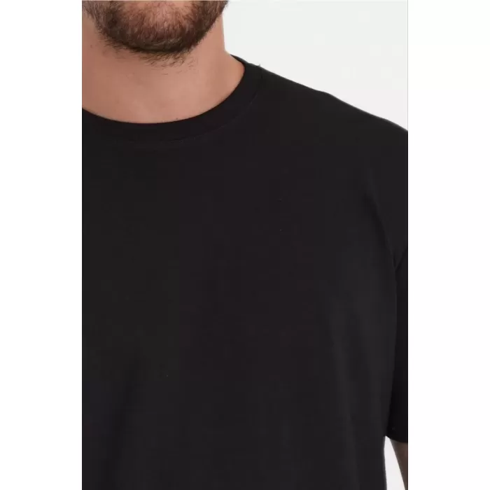 Erkek 24/1 Düz A Kalite Oversize T-shirt - Siyah