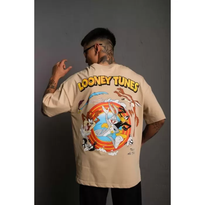 Erkek Dijital Baskılı T-Shirt - Bej