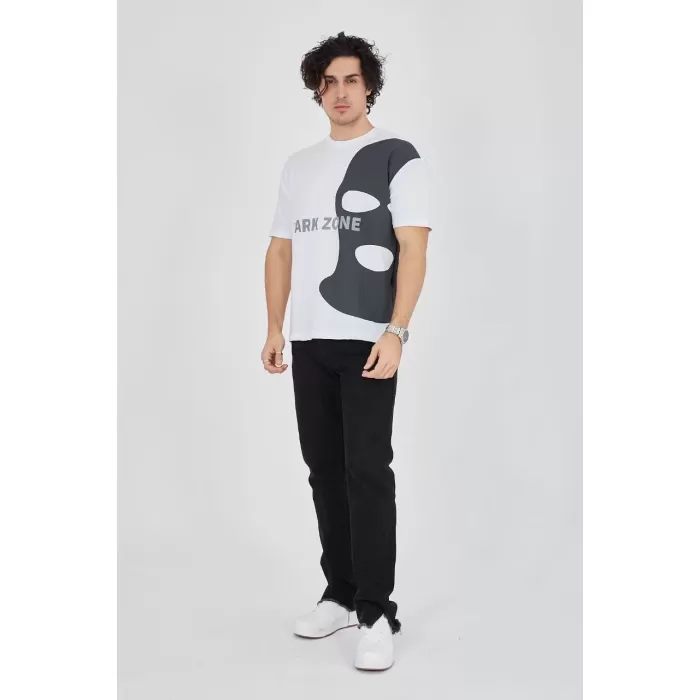 Erkek Baskılı T-Shirt - Beyaz